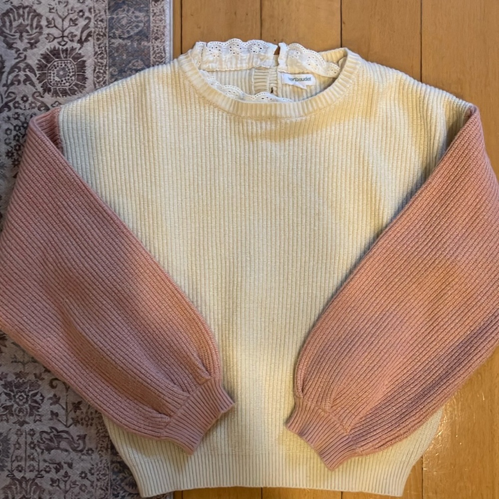 Girls’s Cream and Pink Sweater